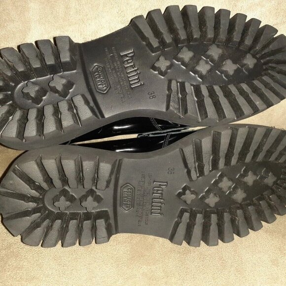 PERTINI-Black Leather Kilties Jeweled Loafers-Lightweight-Size 38/7.5-Excellent - Picture 7 of 7